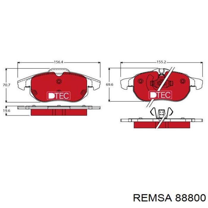 88800 Remsa Колодки передние