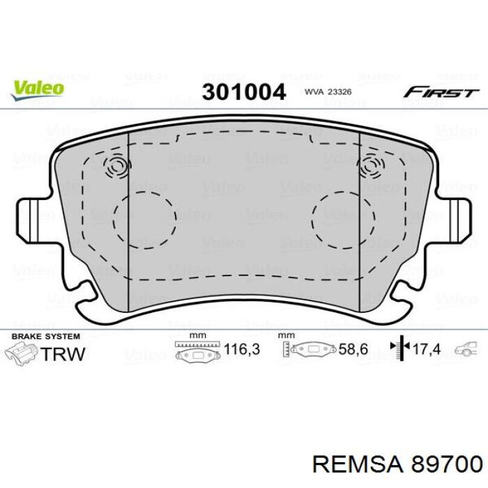 89700 Remsa Колодки тормозные дисковые комплект