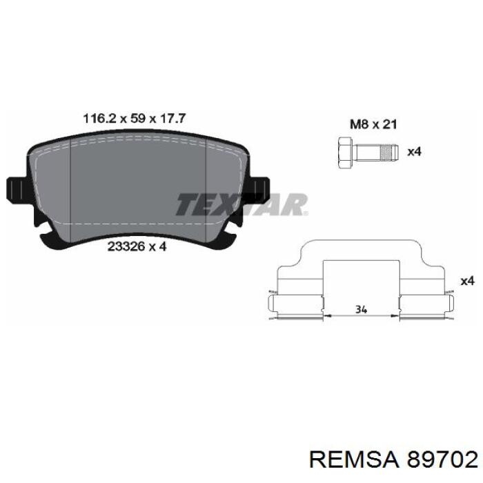 Задние тормозные колодки 89702 Remsa