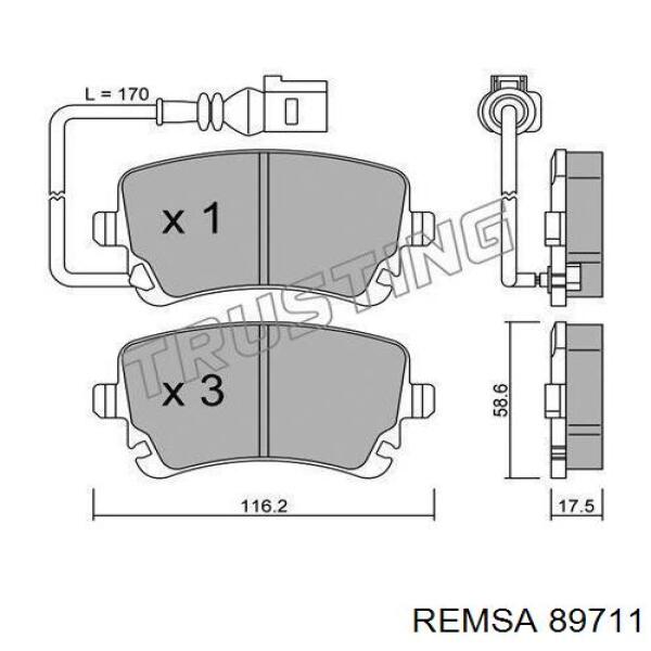89711 Remsa колодки тормозные задние дисковые