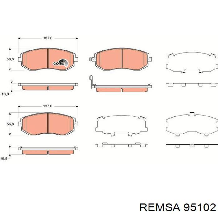 95102 Remsa колодки тормозные передние дисковые