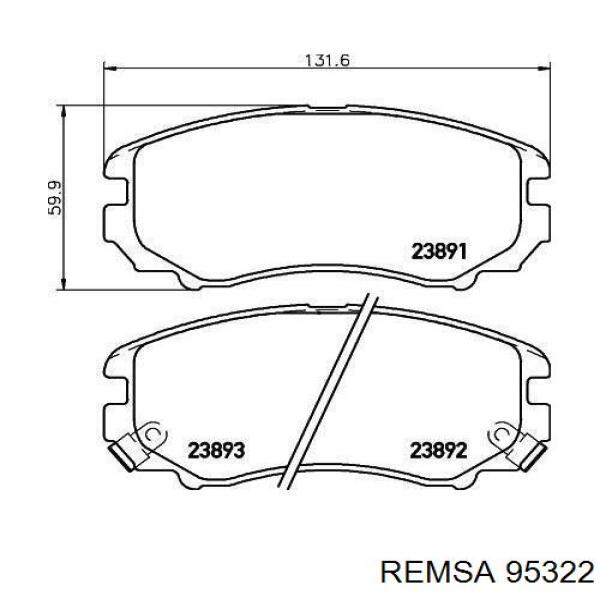 Передние тормозные колодки 95322 Remsa