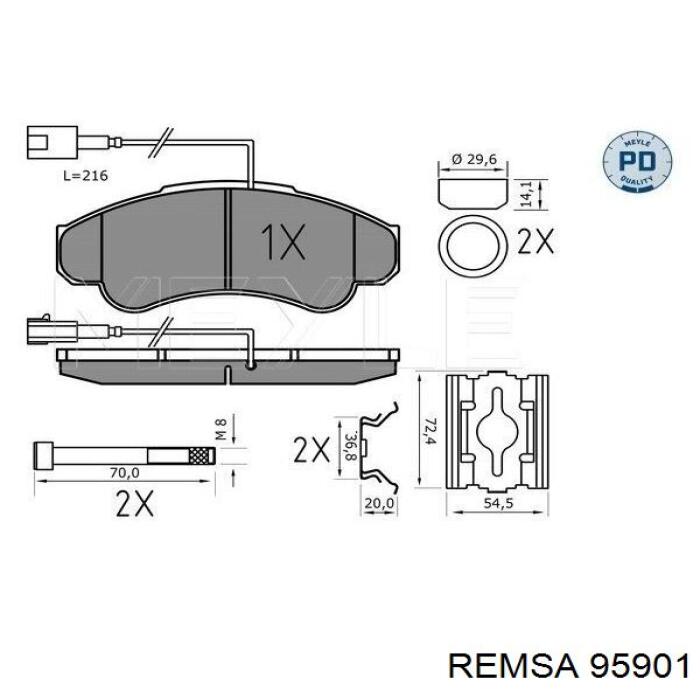 Купить 95901 Remsa Колодки тормозные