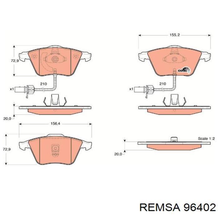Купить 96402 Remsa Колодки тормозные