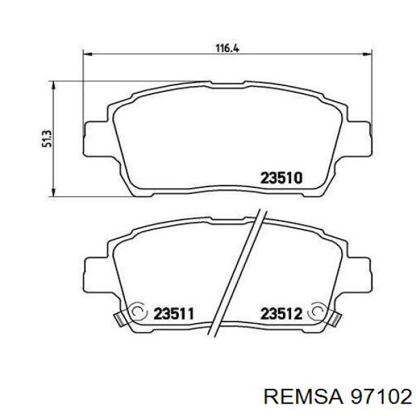 Передние тормозные колодки 97102 Remsa