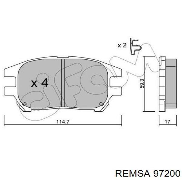 97200 Remsa колодки тормозные передние дисковые