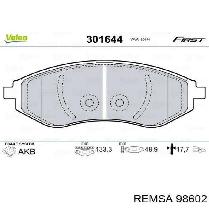 Передние тормозные колодки 98602 Remsa