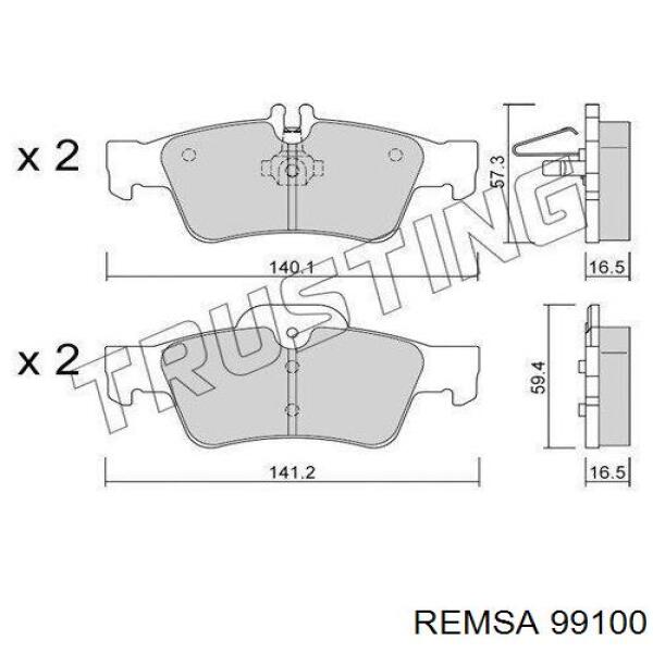 99100 Remsa колодки тормозные задние дисковые