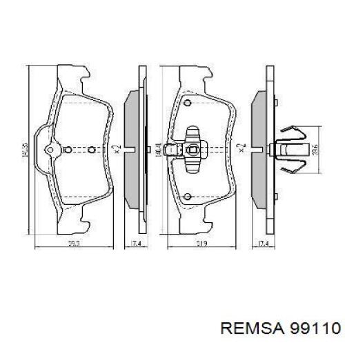Колодки дисковые  Remsa 99110 цена, от 39.54 USD