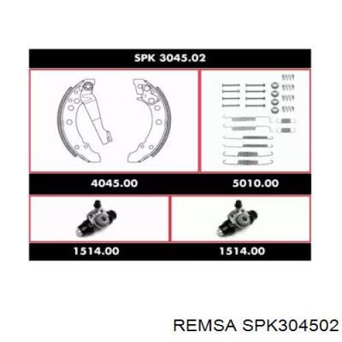 Колодки тормозные задние барабанные, в сборе с цилиндрами, комплект SPK304502 Remsa