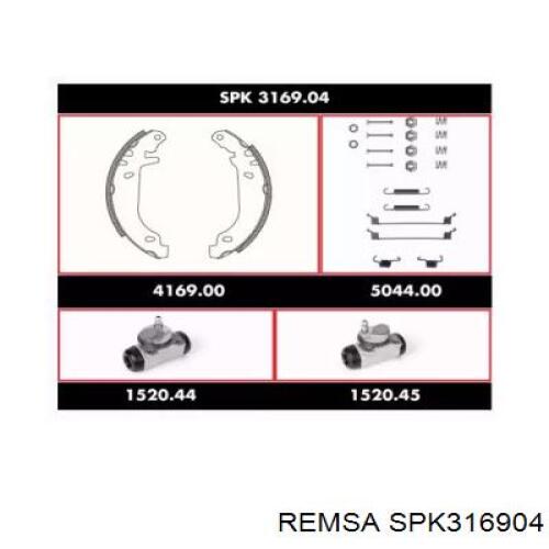 Колодки тормозные задние барабанные, в сборе с цилиндрами, комплект SPK316904 Remsa
