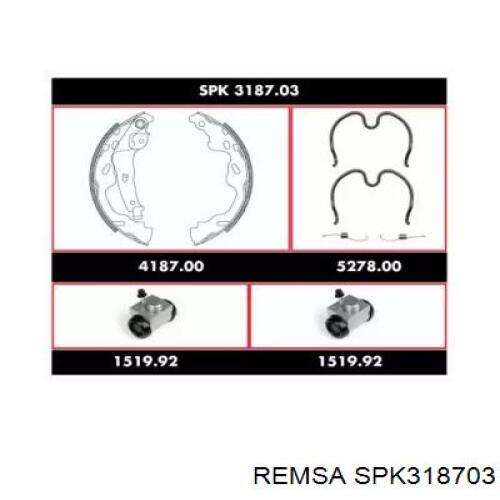 Колодки тормозные задние барабанные, в сборе с цилиндрами, комплект SPK318703 Remsa