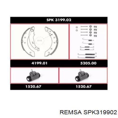 Колодки тормозные задние барабанные, в сборе с цилиндрами, комплект SPK319902 Remsa