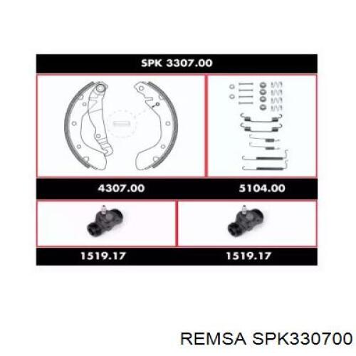 Колодки тормозные задние барабанные, в сборе с цилиндрами, комплект SPK330700 Remsa