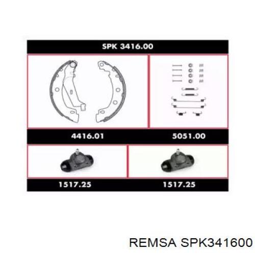 Колодки тормозные задние барабанные, в сборе с цилиндрами, комплект SPK341600 Remsa