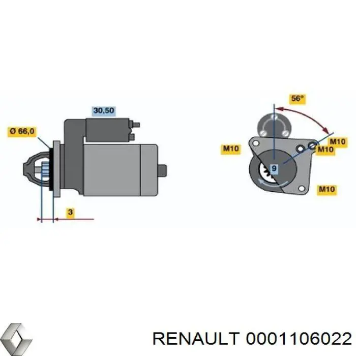 Стартер 0001106022 Renault (RVI)