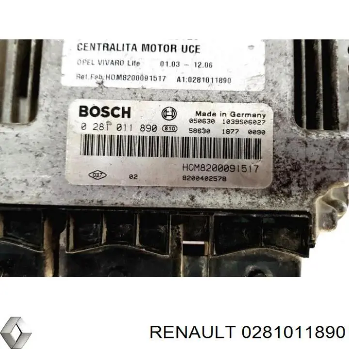 Блок управления двигателем 0281011890 Renault (RVI)