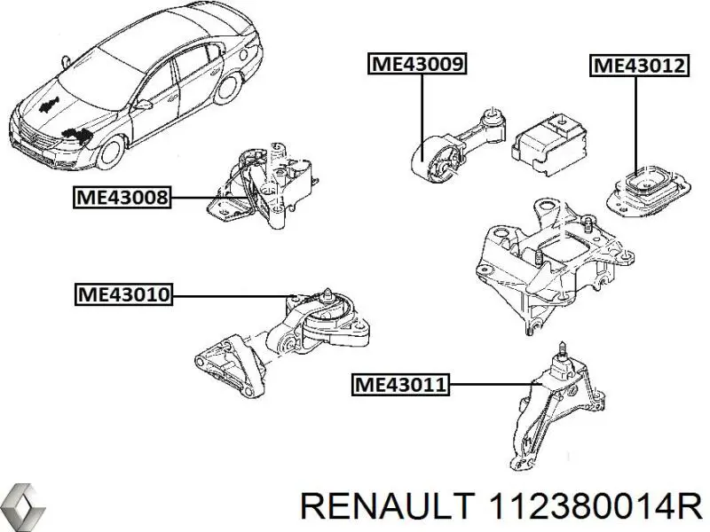 Задняя опора двигателя Renault Latitude седан (L7) (2011 - 2026) цена, от  