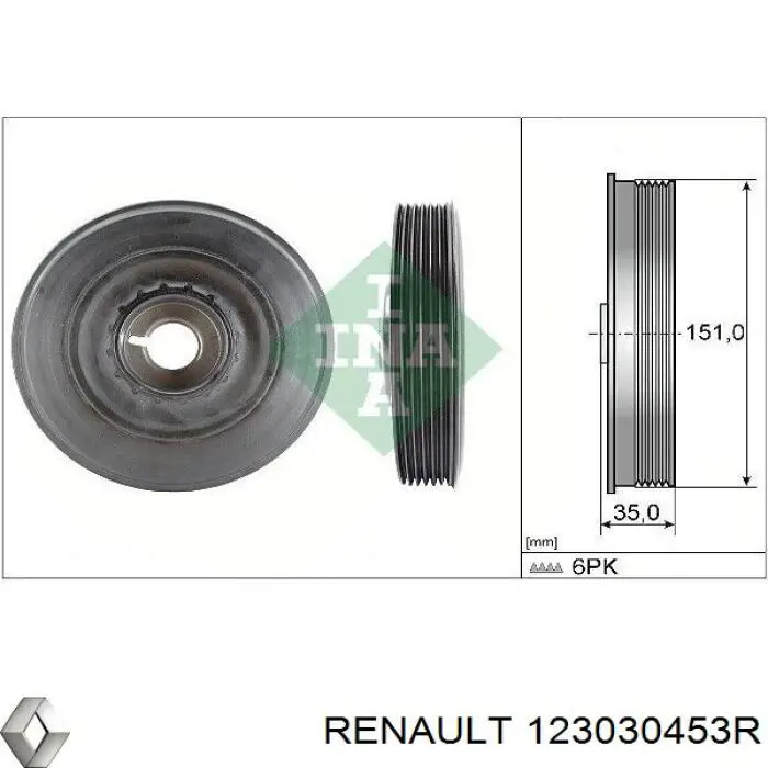 123030453R Renault (RVI) Шкив коленчатого вала