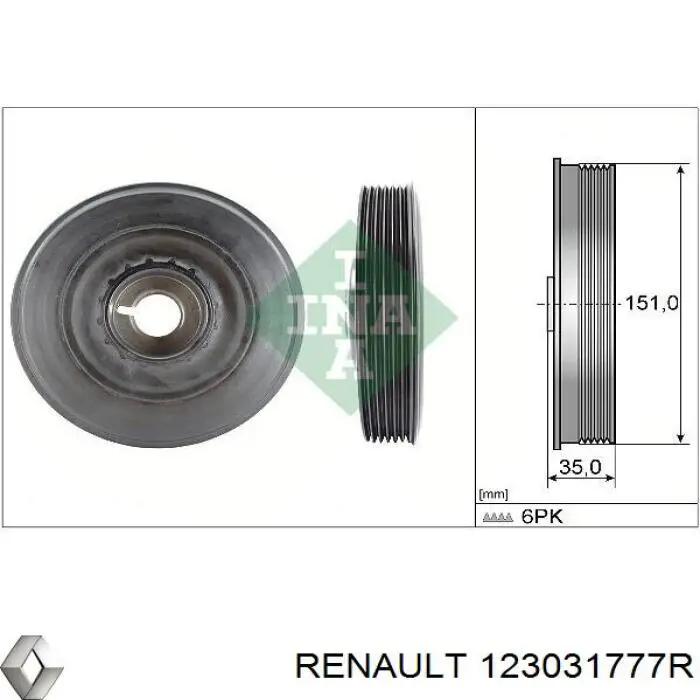 123031777R Renault (RVI) Шкив коленчатого вала