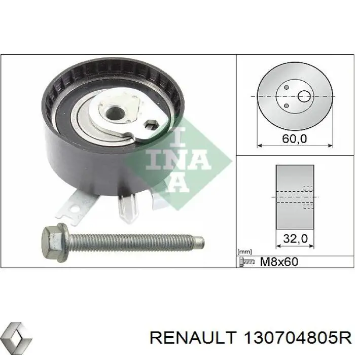 130704805R Renault (RVI) rolo de reguladora de tensão da correia do mecanismo de distribuição de gás