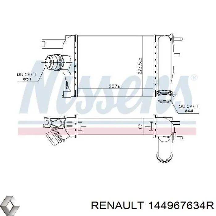 144967634R Renault (RVI) radiador de intercooler