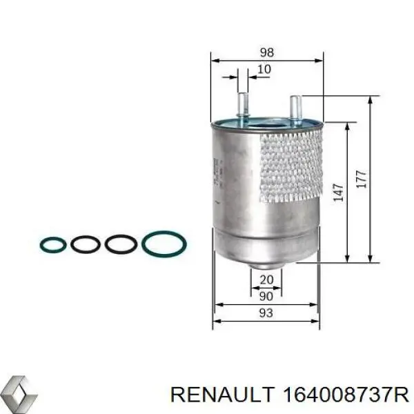 Топливный фильтр 164008737R Renault (RVI)