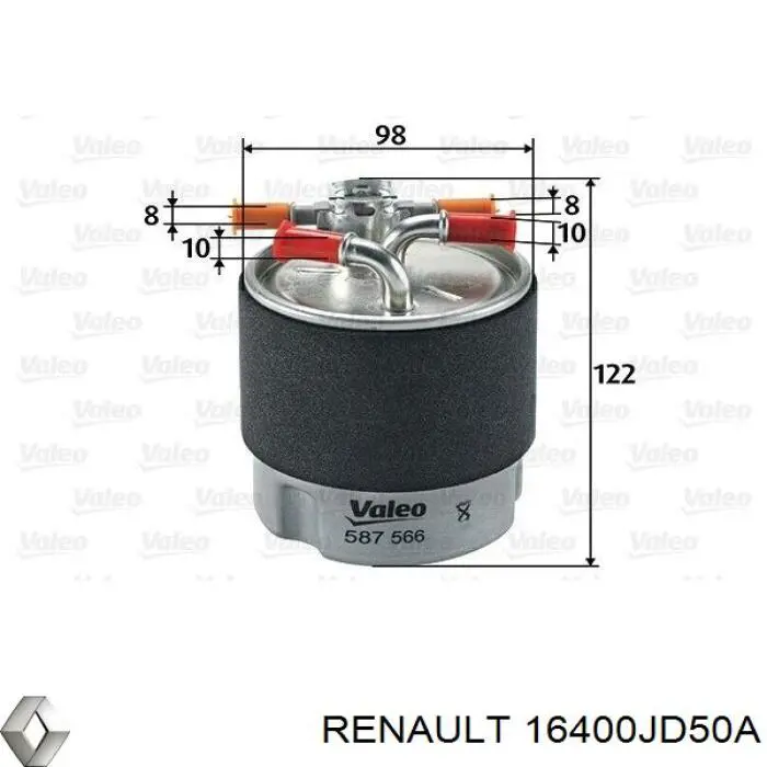 16400JD50A Renault (RVI) топливный фильтр