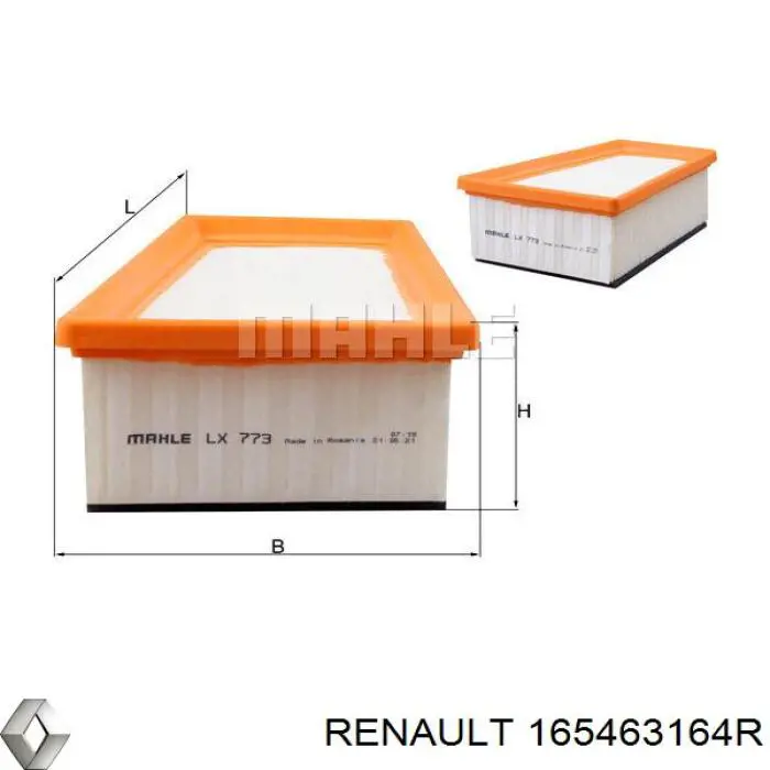 Воздушный фильтр 165463164R Renault (RVI)