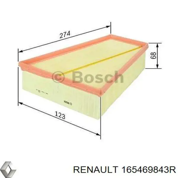 Воздушный фильтр 165469843R Renault (RVI)