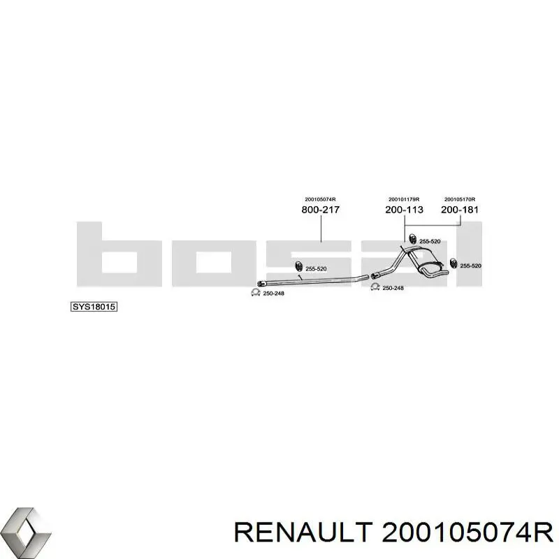 200105074R Renault (RVI) silenciador, parte central