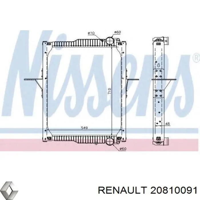 20810091 Renault (RVI) Радиатор отопителя салона