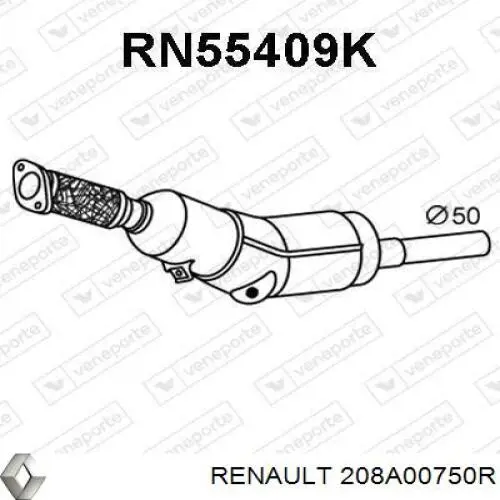 Каталитический нейтрализатор отработавших газов Renault (RVI) 208A00750R цена, от 1271.19 USD