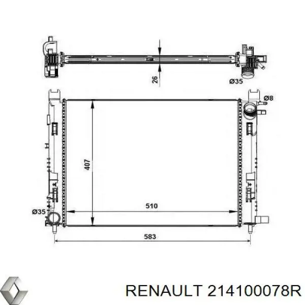 Радиатор охлаждения двигателя Renault (RVI) 214100078R