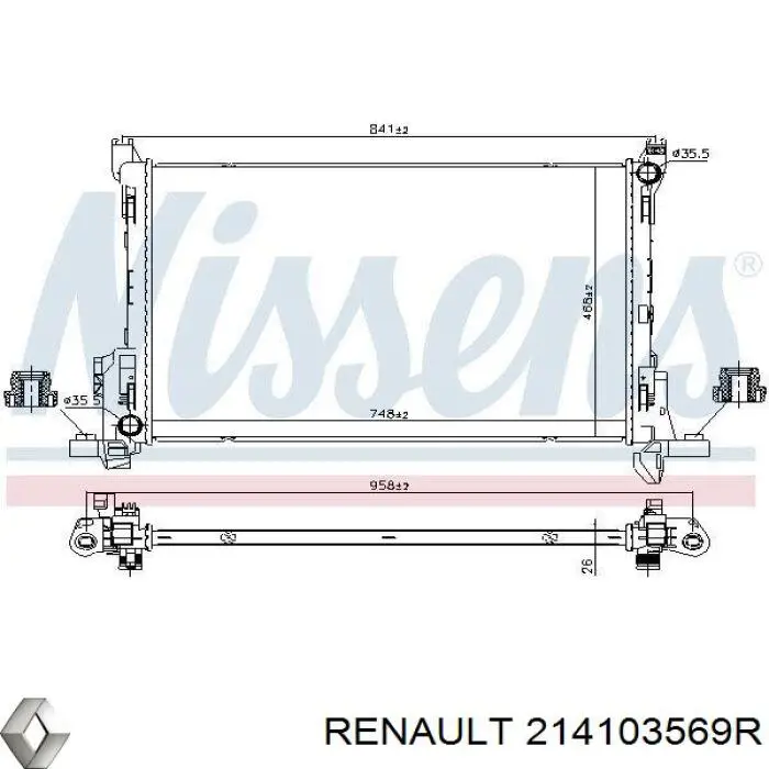 Радиатор охлаждения двигателя Renault (RVI) 214103569R