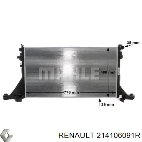 Купить 214106091R Renault (RVI) Радиатор водяной