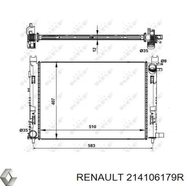Купить 214106179R Renault (RVI) Радиатор водяной