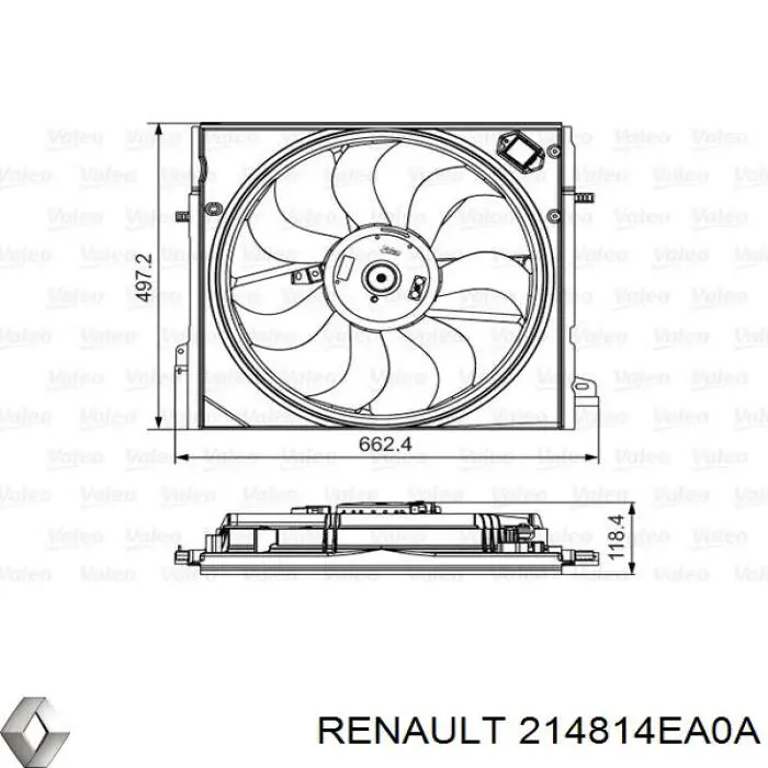 Купить 214814EA0A Renault (RVI) Диффузор вентилятора в сборе с мотором и крыльчаткой