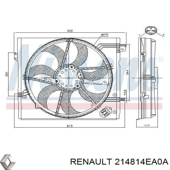 214814EA0A Renault (RVI) Диффузор радиатора охлаждения в сборе с мотором