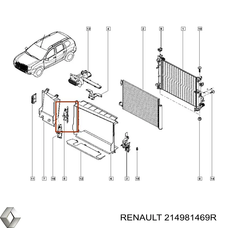 Soporte difusor ventilador 214981469R Renault (RVI)