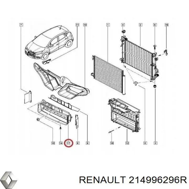 Жалюзи воздухозаборника Renault (RVI) 214996296R цена, от 31.64 USD