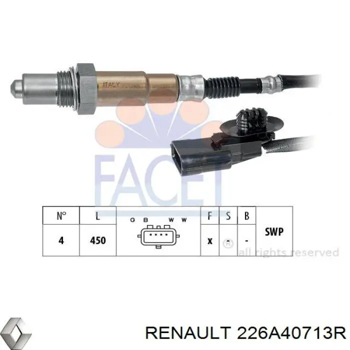 Лямбдазонд, датчик кислорода после катализатора Renault (RVI) 226A40713R цена, от 56.30 USD