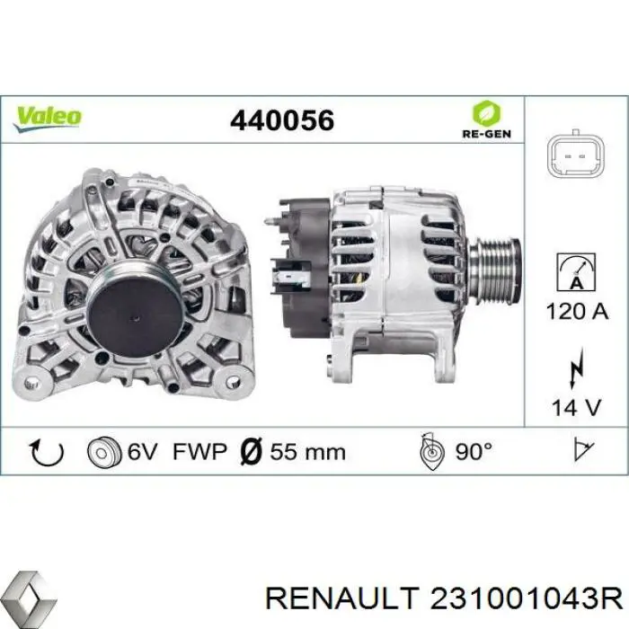 Polia do gerador para Renault Megane IV LV