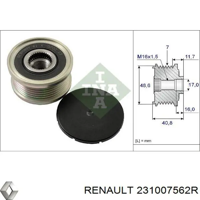 Генератор 231007562R Renault (RVI)