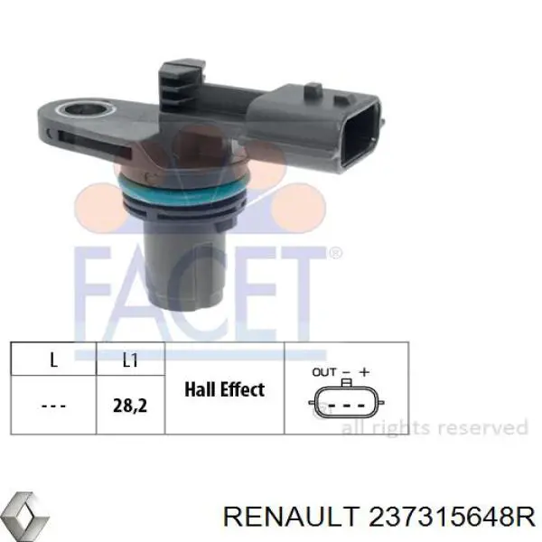 Sensor de posición del árbol de levas 237315648R Renault (RVI)