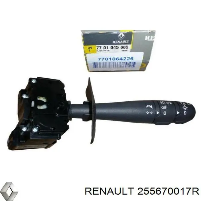255670017R Renault (RVI) comutador instalado na coluna da direção, montado