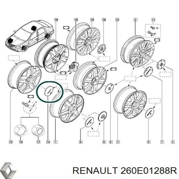 Купить 260E01288R Renault (RVI) Ресничка (накладка) фары левая+правая