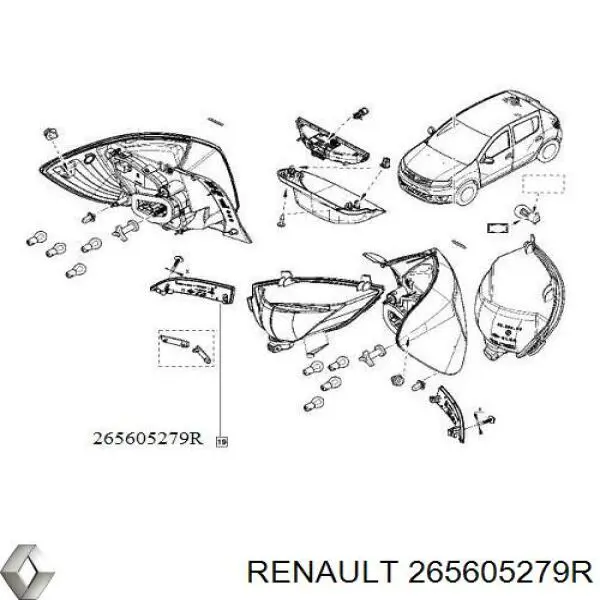 Retrorrefletor (refletor) do pára-choque traseiro direito para Renault SANDERO 