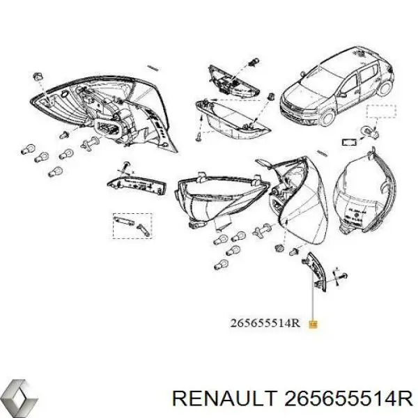265655514R Renault (RVI) катафот (отражатель заднего бампера левый)