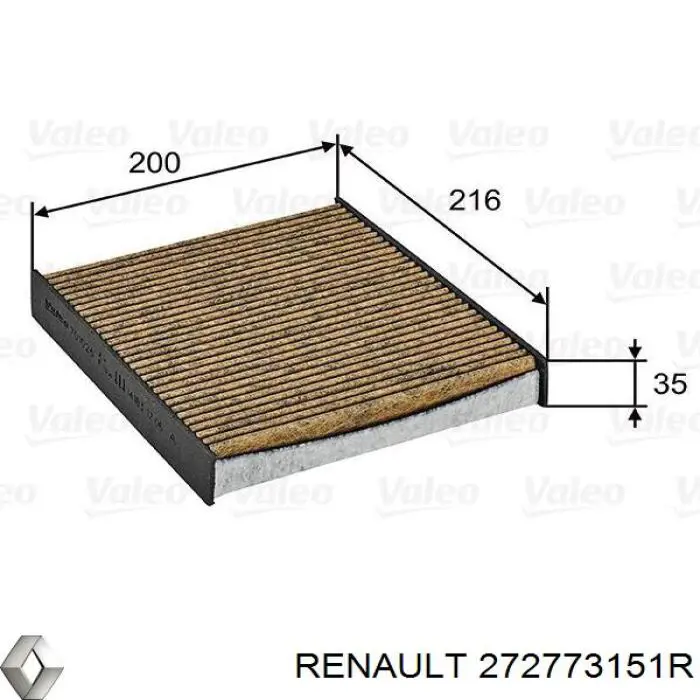 Фильтр воздушный отопителя Renault (RVI) 272773151R цена, от 4.46 USD